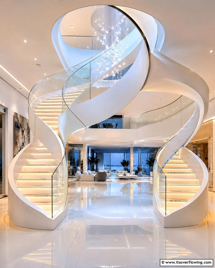 Double Helix Statement Staircase - 30 Modern Staircase Ideas- Sleek & Architectural Designs