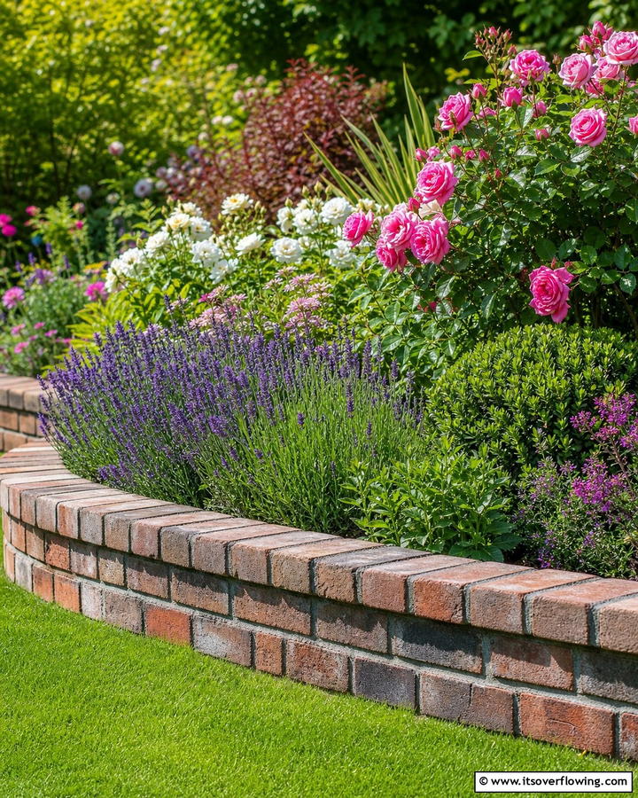 Double Layer Brick Edging - 20 Brick Edging Ideas- Define Your Garden Spaces