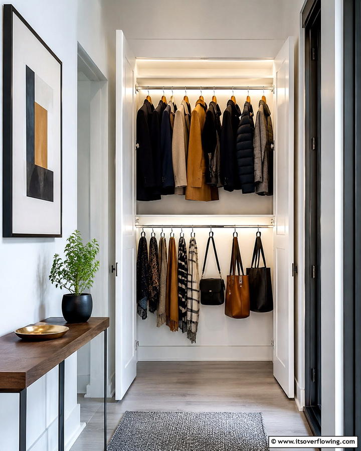 Double Rod System - 25 Entryway Closet Ideas to Maximize Storage and Style