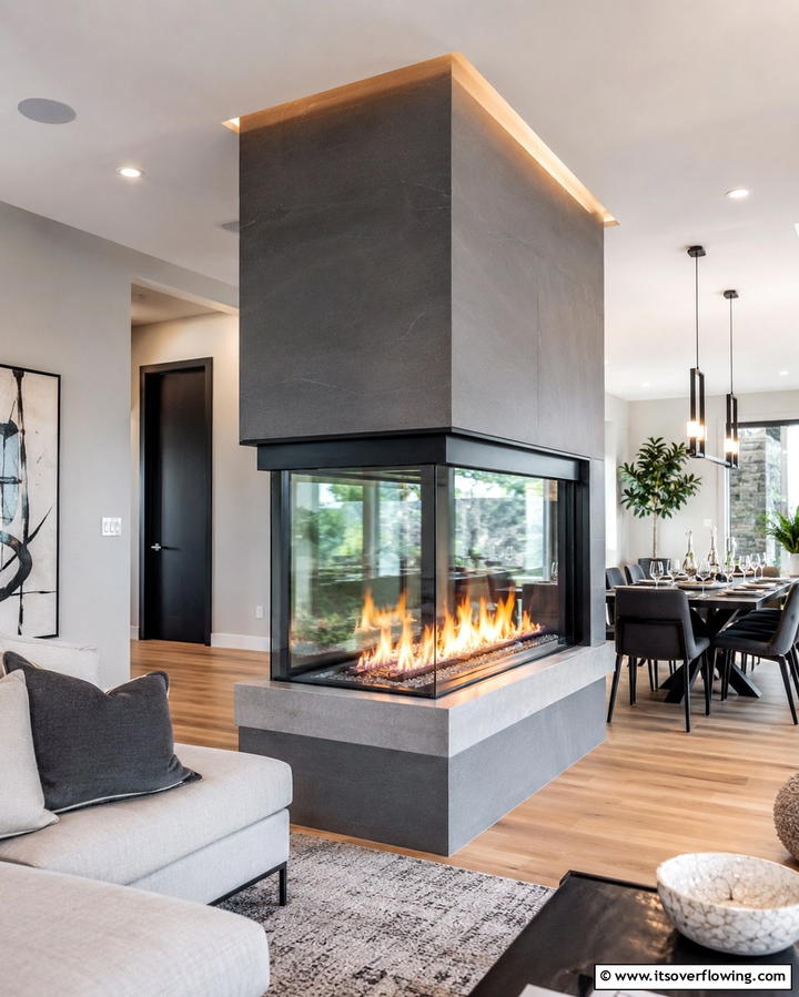 Double Sided Corner Fireplace - 25 Cozy Corner Gas Fireplace Ideas for Your Home