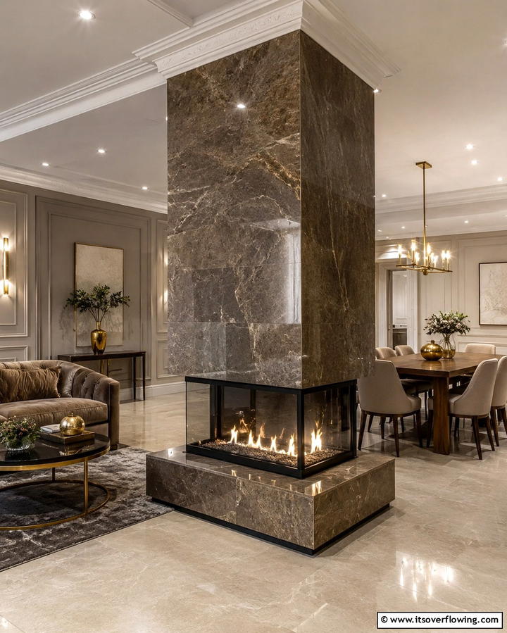 Double Sided Elegance - 25 Two-story Fireplace Ideas for Cozy Ambiance