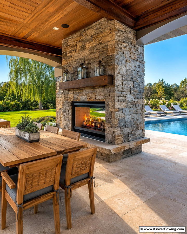 Double Sided Fireplace - 25 Outdoor Fireplace Ideas to Enhance Your Backyard
