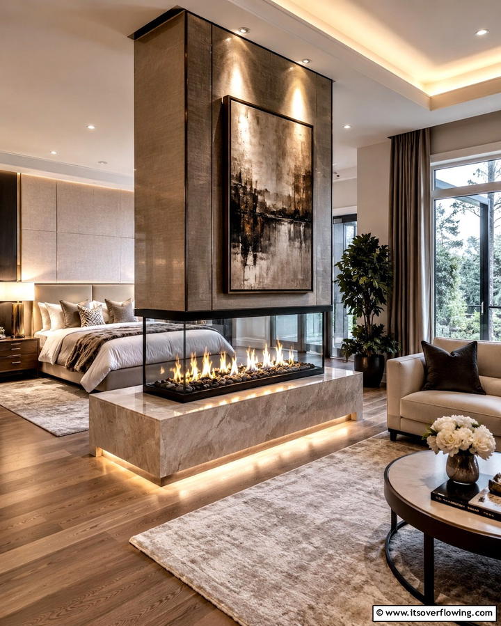 Double Sided Fireplace - 30 Bedroom Fireplace Ideas for Cozy Warmth & Ambiance