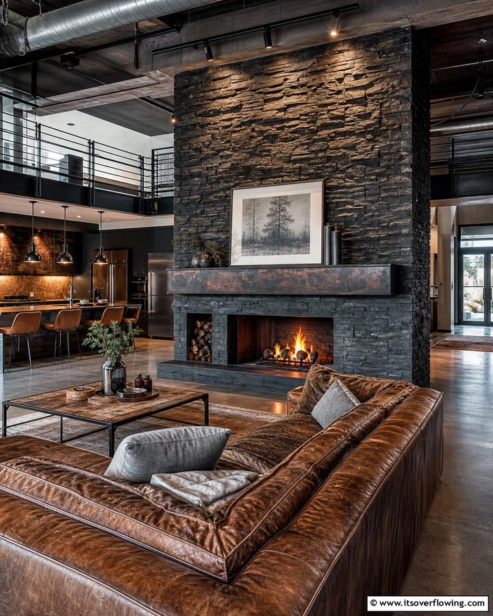 Double Sided Fireplace for Dual Spaces - 25 Stacked Stone Fireplace Ideas for a Rustic Look