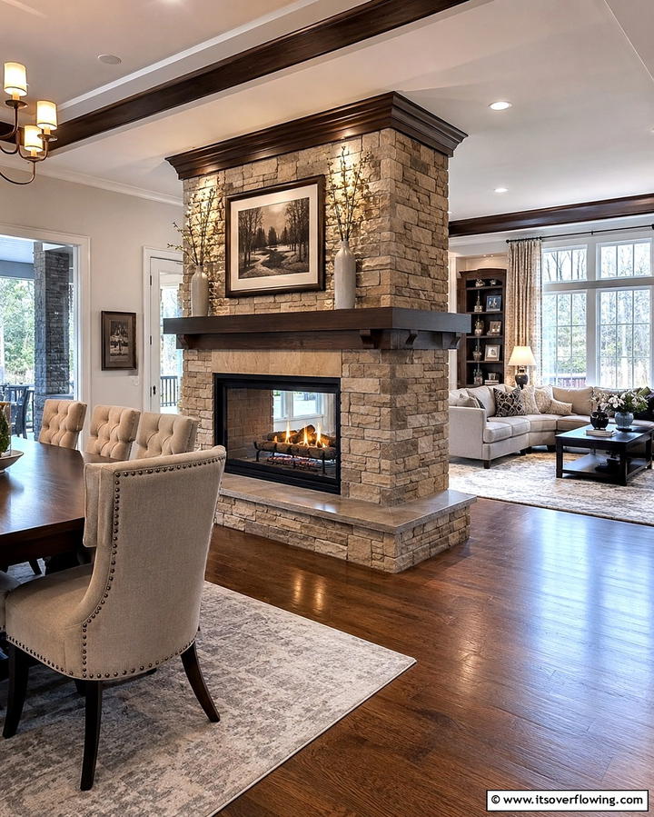 Double Sided Fireplace - 20 Traditional Fireplaces for a Classic Home