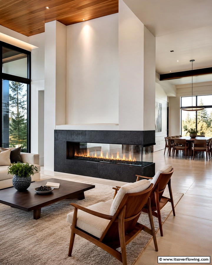 Double Sided FireplaceExact - 25 Cozy Living Room Fireplace Ideas for Warmth