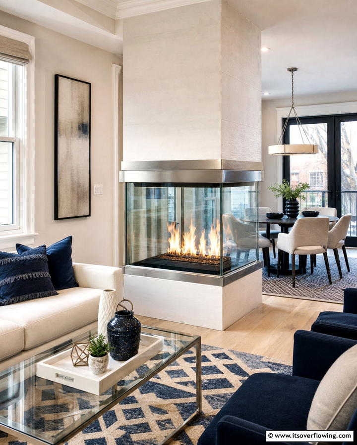 Double Sided Fireplaces for Open Layouts - 25 Small Living Room Fireplace Ideas for Cozy Homes