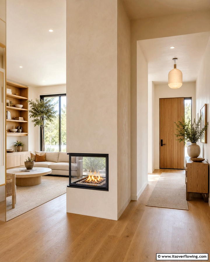 Double Sided Fireplaces for Shared Warmth - 25 Small Living Room Fireplace Ideas for Cozy Homes