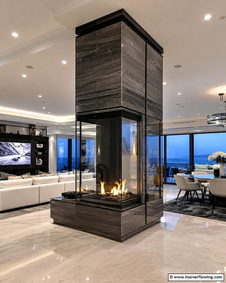 Double Sided Functionality - 25 Two-story Fireplace Ideas for Cozy Ambiance