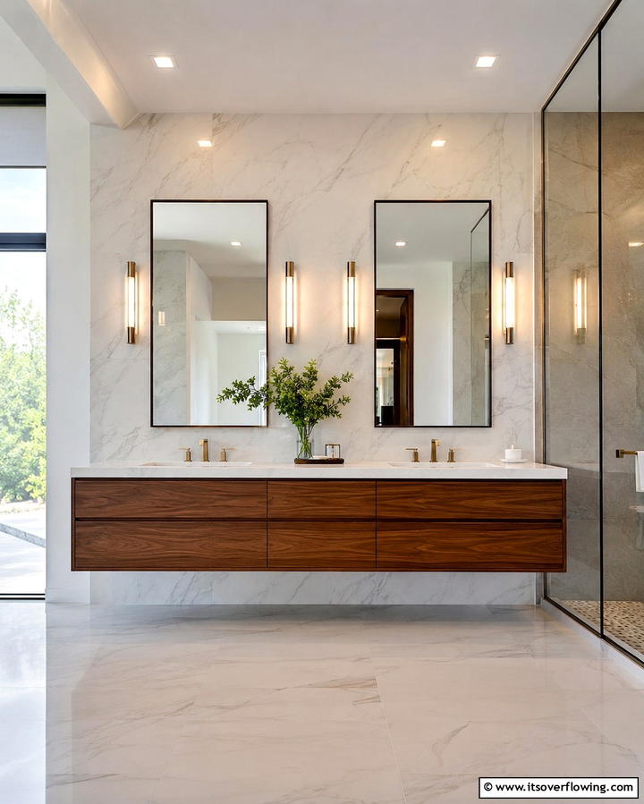 Double Sink Floating Vanity - 25 Floating Vanity Bathroom Ideas for a Modern and Sleek Look