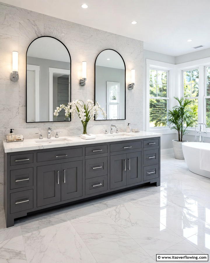 Double Sink Grey Vanity - 25 Grey Bathroom Vanity Design Ideas for Modern Homes