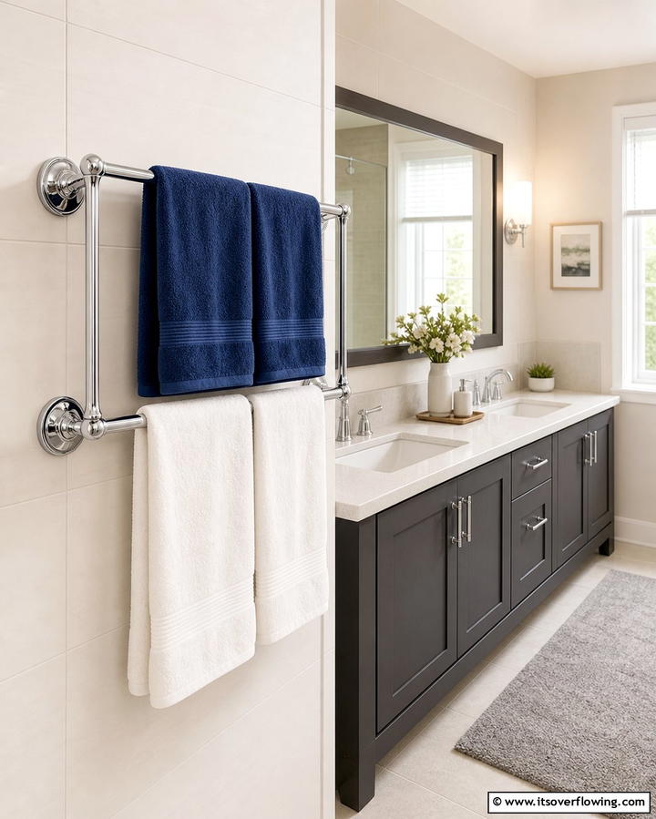 Double Towel Bar - 25 Creative Bathroom Towel Rack Ideas for Your Space