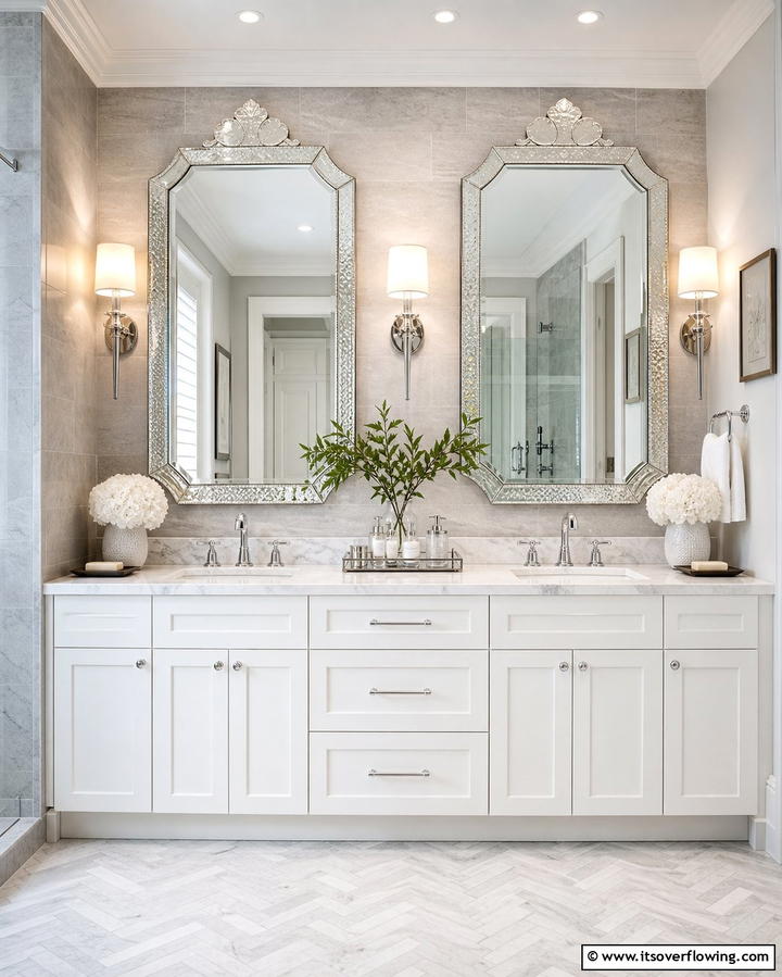 Double Vanity with Dual Mirrors - 25 Double Vanity Bathroom Ideas for a Luxurious Space