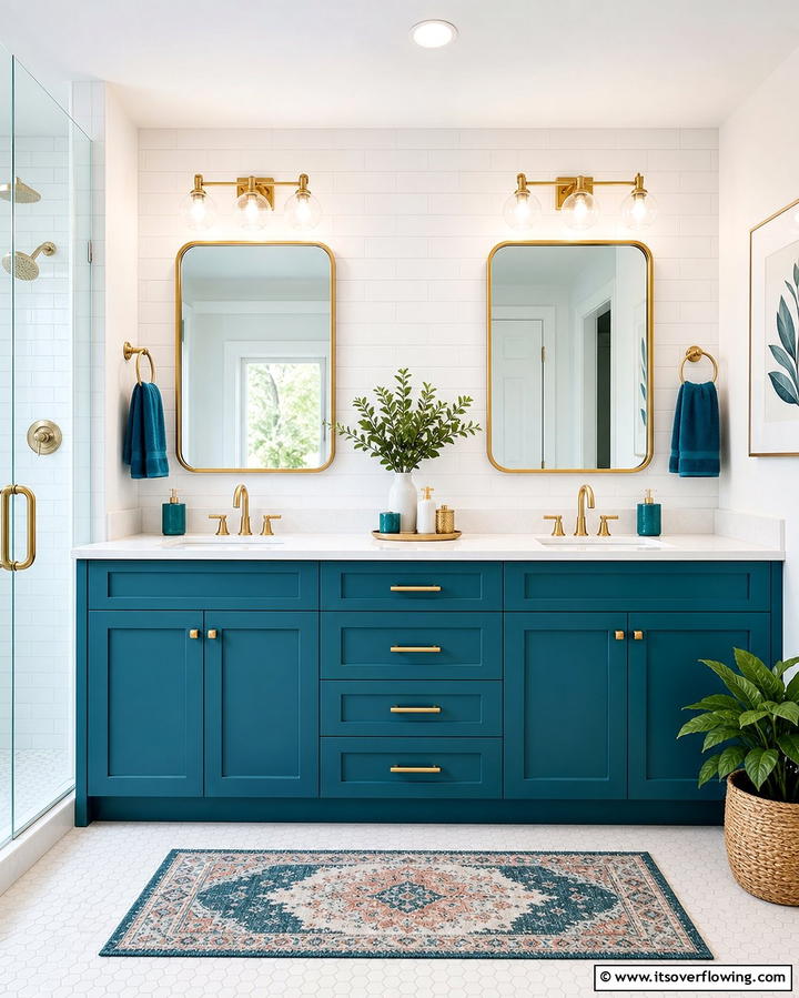 Double Vanity with Pop of Color - 25 Double Vanity Bathroom Ideas for a Luxurious Space