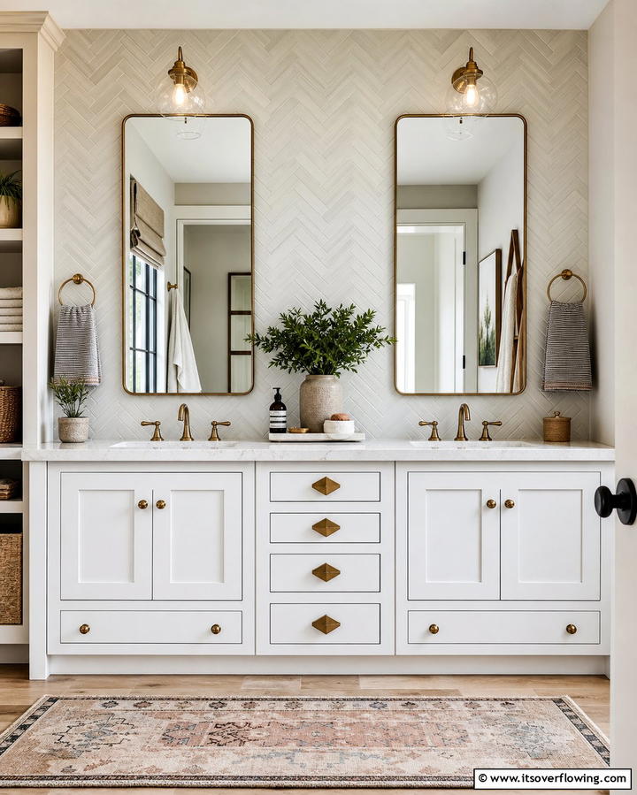 Double Vanity with Unique Hardware - 25 Double Vanity Bathroom Ideas for a Luxurious Space