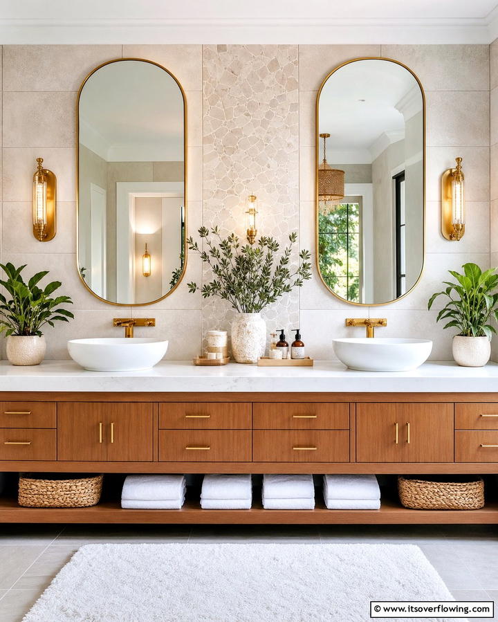 Double Vanity with Vessel Sinks - 25 Double Vanity Bathroom Ideas for a Luxurious Space