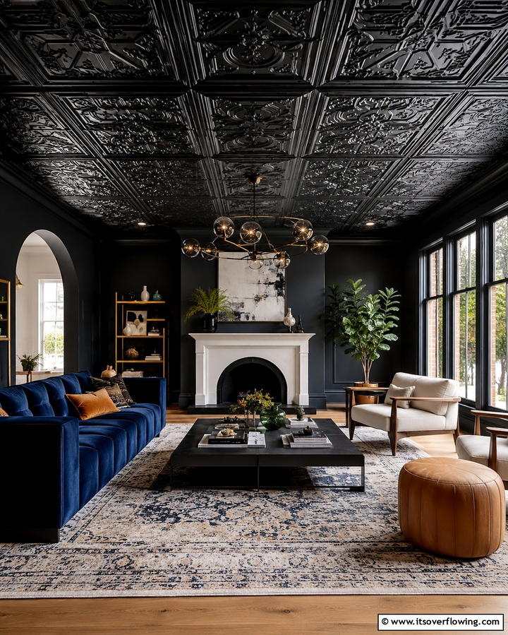 Dramatic Accent for Living Rooms - 25 Tin Ceiling Ideas for a Vintage Touch