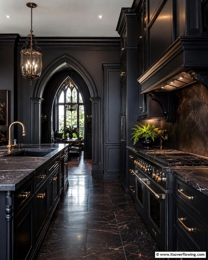 Dramatic Black Cabinets - 30 Gothic Kitchen Ideas for Dramatic Dark Aesthetic Spaces