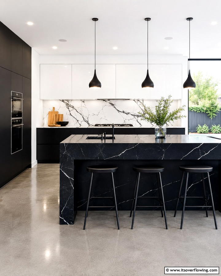 Dramatic Black and Gold - 25 Two-Tone Kitchen Cabinet Ideas for a Modern Look