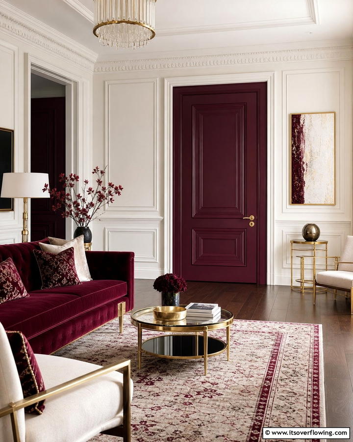 Dramatic Burgundy - 30 Interior Door Color Ideas to Refresh Your Home’s Style