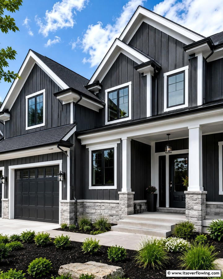 Dramatic Charcoal Gray - 25 Trending House Siding Colors for Curb Appeal