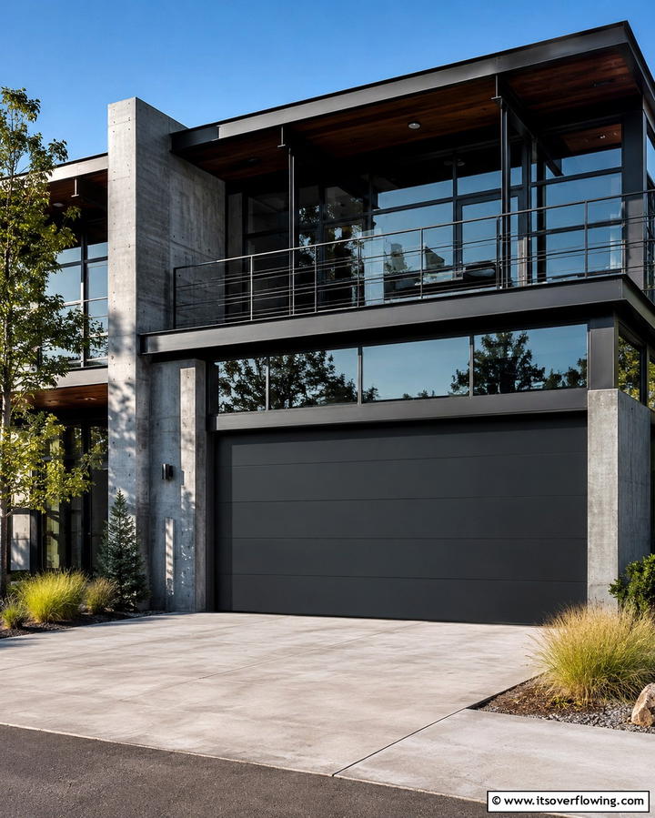 Dramatic Charcoal Matte - 25 Garage Door Paint Ideas to Boost Curb Appeal