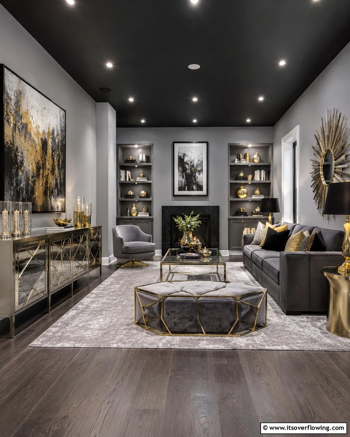 Dramatic Contrast for Modern Spaces - 25 Black Ceiling With Grey Walls for a Dramatic Look