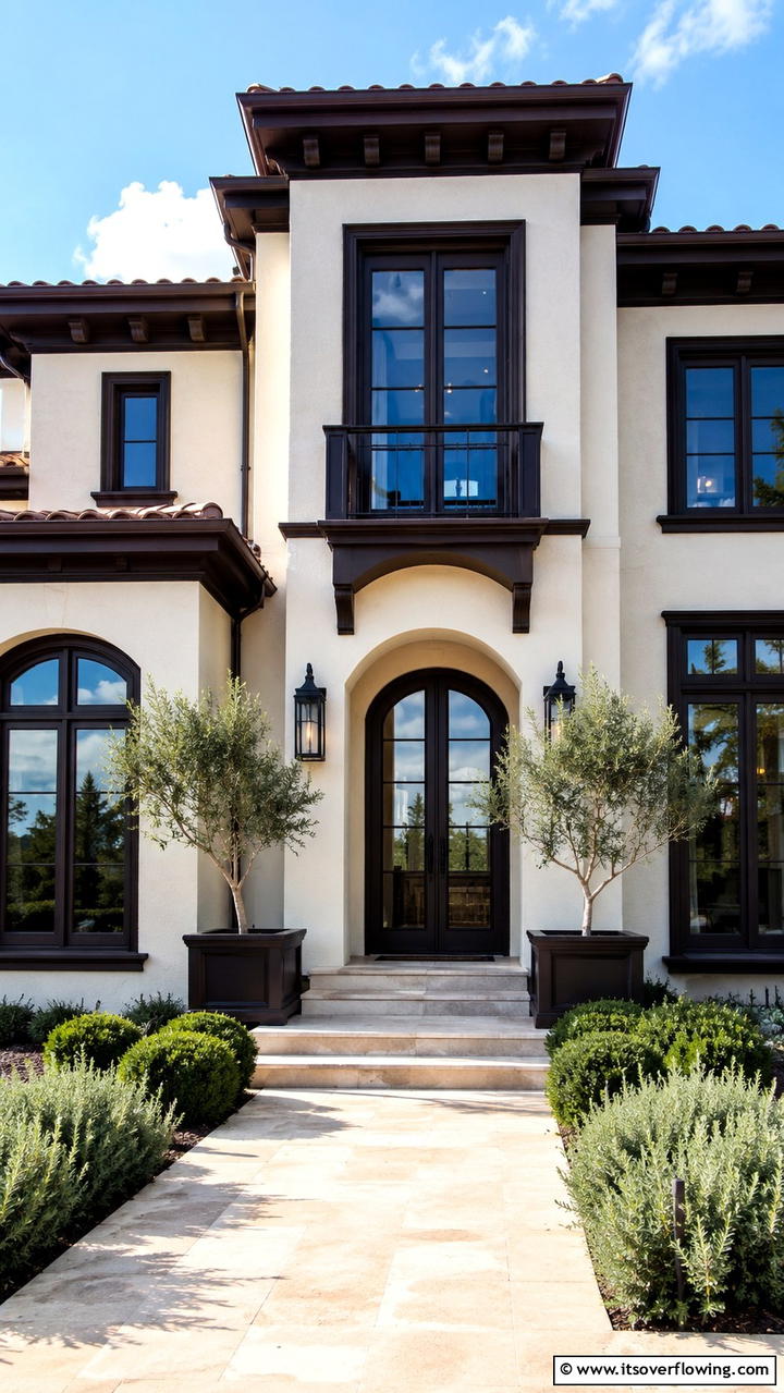 Dramatic Dark Trim - 30 Exterior Window Trim Ideas to Enhance Curb Appeal