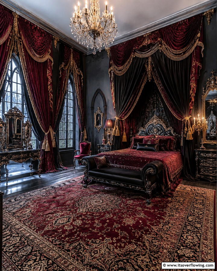 Dramatic Drapery - 20 Vampire Bedroom Ideas for a Dark and Mysterious Vibe