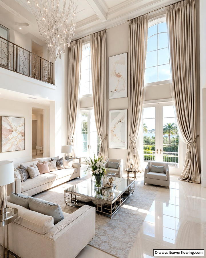 Dramatic Drapes for a Sophisticated Touch - 25 Mansion Living Room Ideas for Luxurious Spaces
