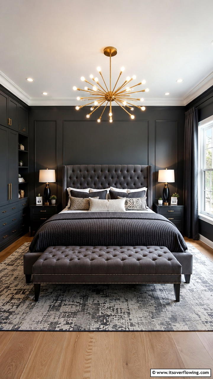 Dramatic Flair with Practical Comfort - 30 Dark Grey Bedroom Ideas for Modern Serene Spaces