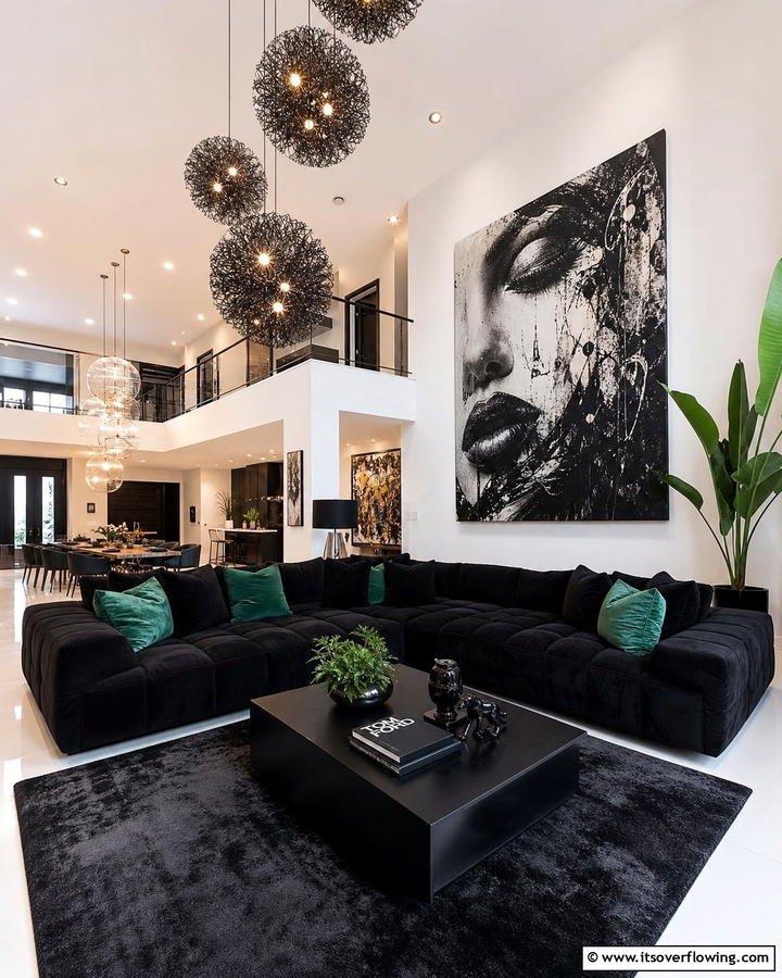 Dramatic Flair with a Statement Black Couch - 21 Chic Black Couch Living Room Styling Inspirations