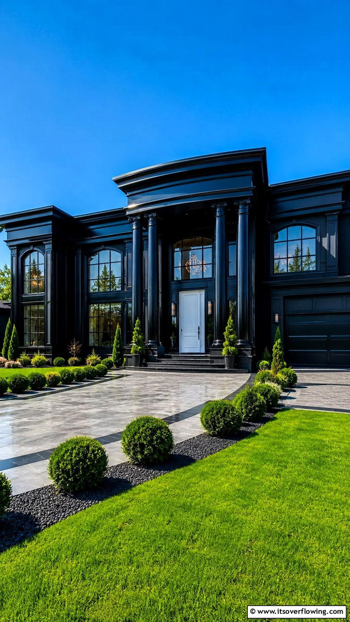 Dramatic Jet Finery - 30 Black House Exteriors- Bold Paint Colors for Modern Homes