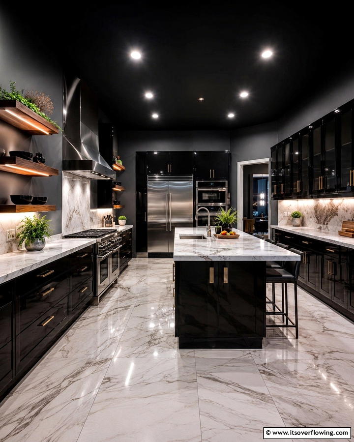 Dramatic Kitchen Design - 25 Black Ceiling With Grey Walls for a Dramatic Look