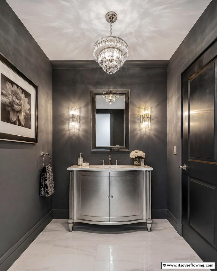 Dramatic Lighting Fixtures - 25 Small Powder Room Ideas for Stylish Spaces