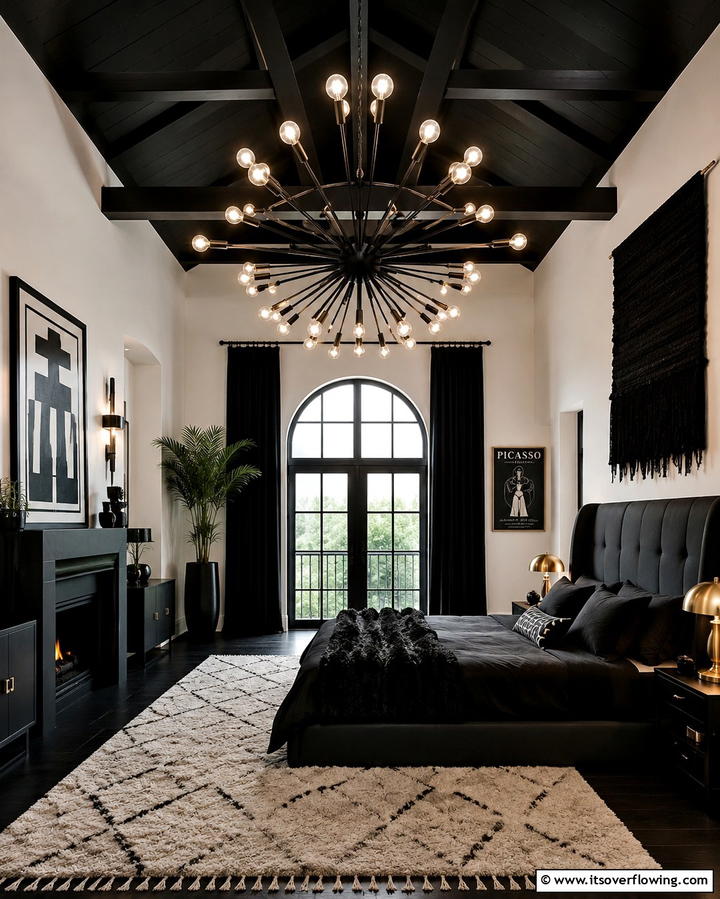 Dramatic Lighting Fixtures - 30 Moody Dark Boho Bedroom Decor Inspirations for Cozy Nights