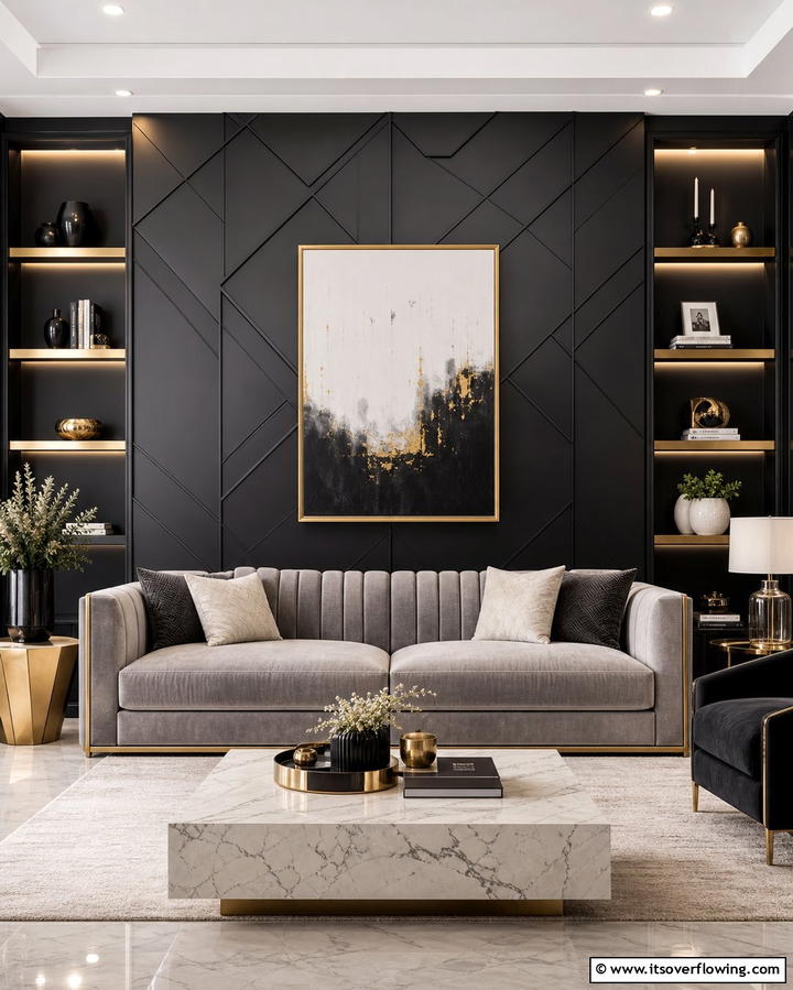 Dramatic Living Room Backdrop - 25 Black Accent Wall Ideas for a Dramatic Statement