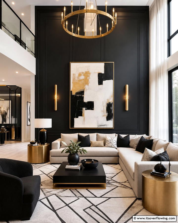 Dramatic Living Room Focal Point - 25 Black Accent Wall Ideas for a Dramatic Statement