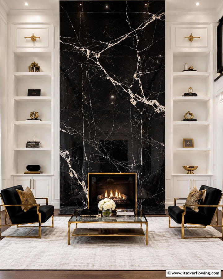 Dramatic Marble Grandeur - 25 Floor to Ceiling Fireplace Ideas- Stunning & Modern