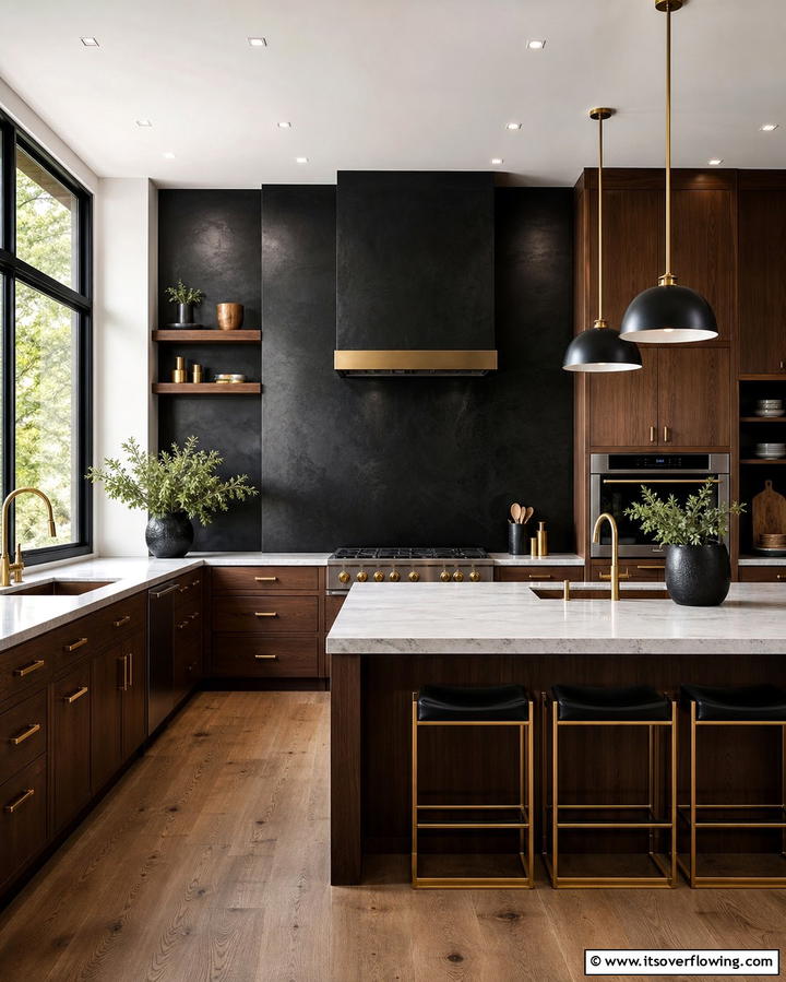 Dramatic Matte Finish - 25 Kitchen With Black Backsplash Ideas for Drama