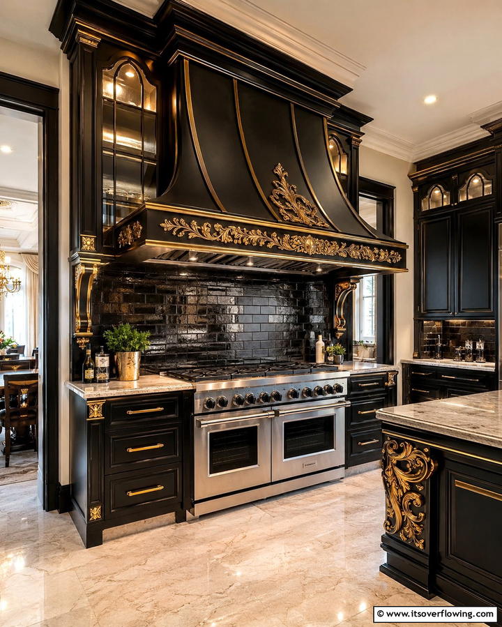Dramatic Range Hoods - 30 Gothic Kitchen Ideas for Dramatic Dark Aesthetic Spaces
