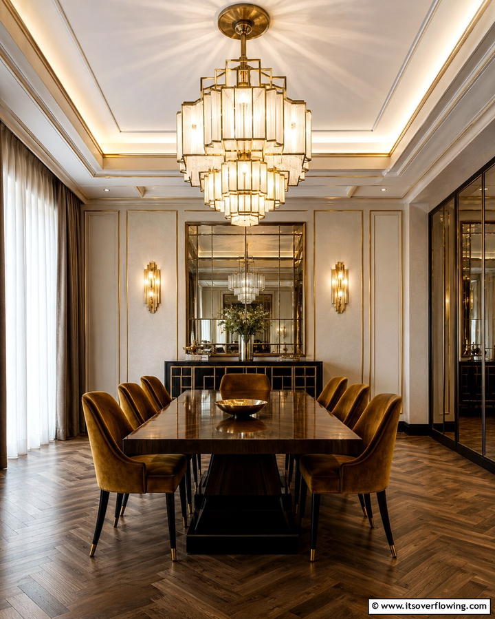 Dramatic Wall Art - 25 Art Deco Dining Room Ideas for a Glamorous Space