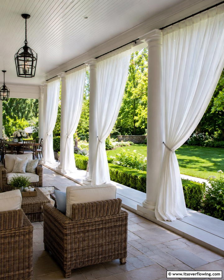 Draped Outdoor Curtains - 25 Farmhouse Porch Ideas for a Cozy Outdoor Retreat