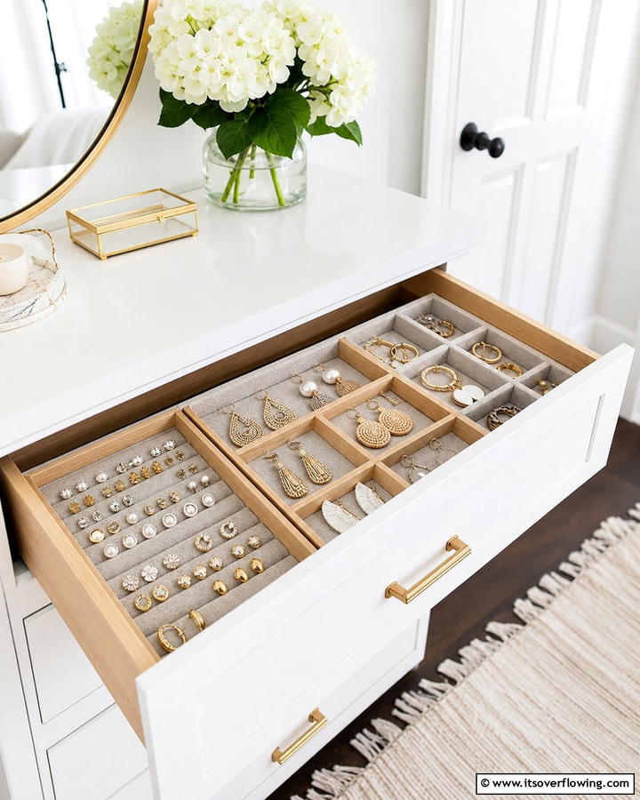 Drawer Dividers - 20 Earring Storage Ideas to Keep Your Jewelry Organized