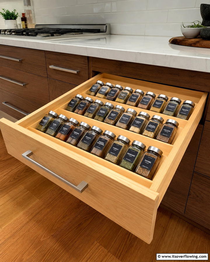 Drawer Insert Spice Organizer - 25 Spice Rack Ideas to Organize Your Kitchen