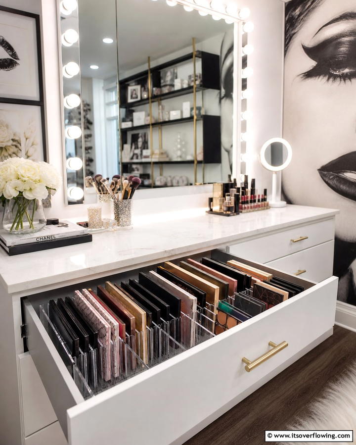 Drawer Organizers for Makeup Palettes - 25 Vanity Organization Ideas for a Clutter-Free Space