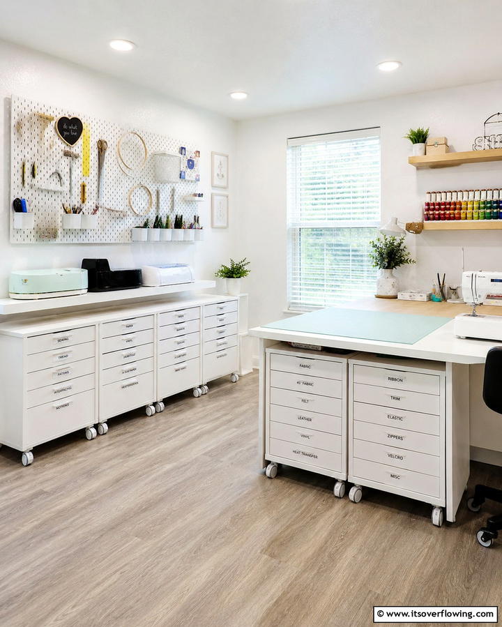 Drawer Units with Wheels - 25 Craft Room Organization Ideas for Creative Spaces