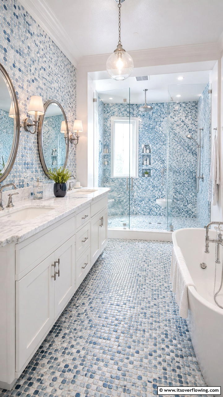 Dreamy Blue Mosaic Tiles - 30 Blue and White Decor Ideas for a Fresh and Serene Home Style