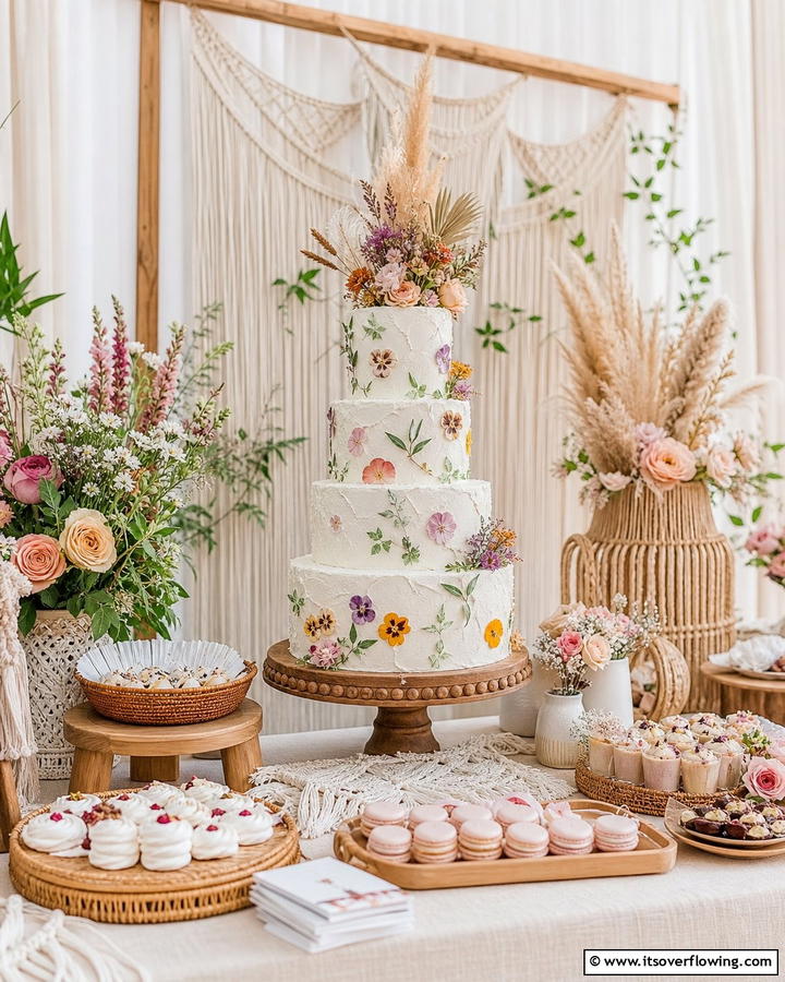 Dreamy Boho Cake Designs - 21 Boho Wedding Ideas for a Free-Spirited Celebration