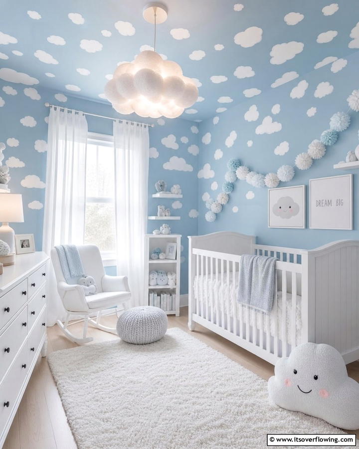 Dreamy Cloud Motif - 21 Baby Room Ideas for Safe and Stimulating Nurseries
